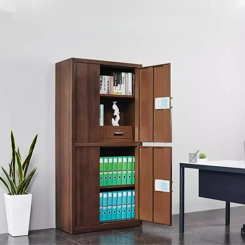 LTT all-steel wood grain transfer security cabinet electronic password lock fingerprint lock belt wheel filing cabinet