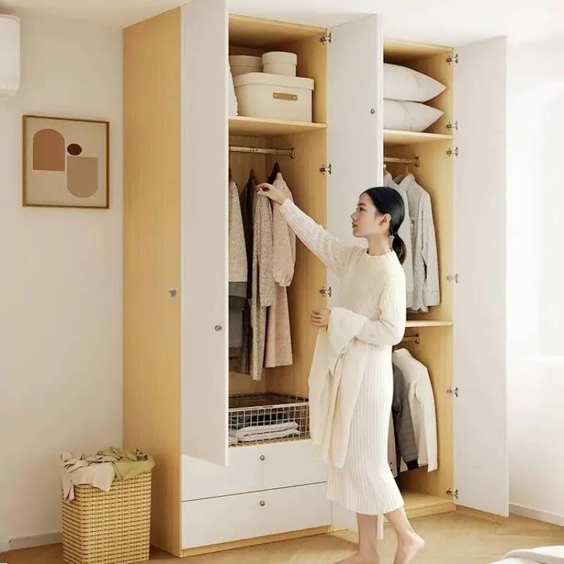 Assemble Decoration Wardrobes Wooden European Shelves Storage Wardrobe Closet Living Room Corner Armario De Ropa Furniture Home