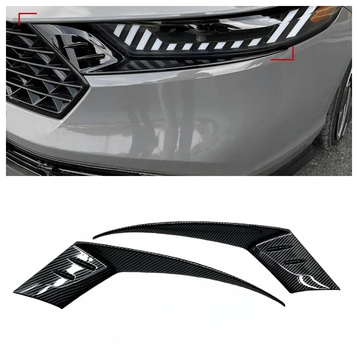 For Honda Accord 2023-2025 11th Generation Headlight Eyebrow Protector Carbon Fiber Pattern Decorative Panel Modification