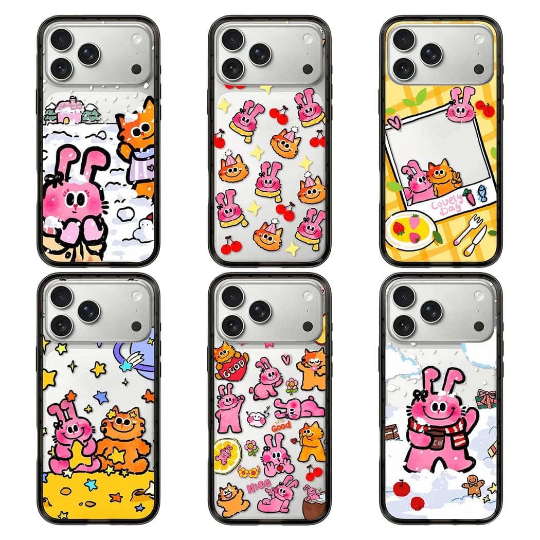 Rabbit Snow Pattern Compact Acrylic Black Border Phone Cover for IPhone 13 14 15 16 17 Pro Max Case for IPhone 17Pro