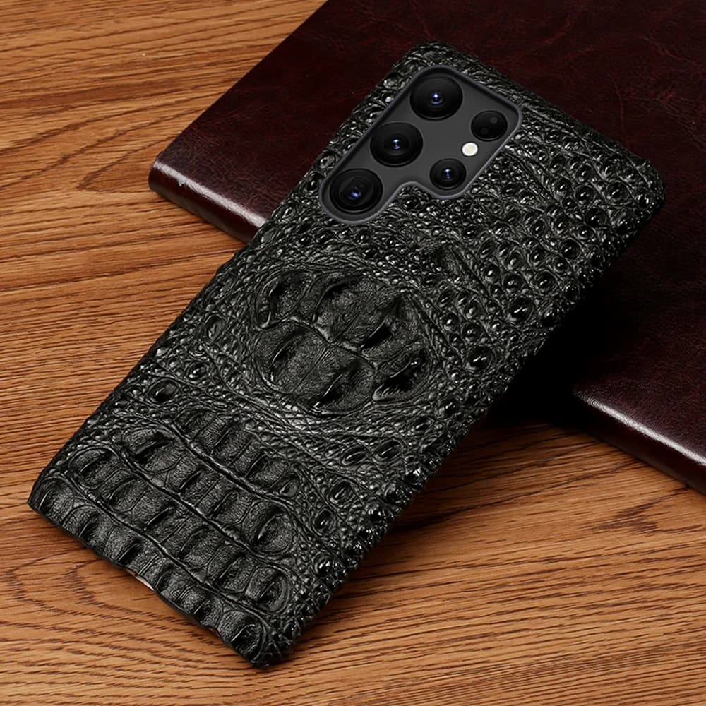 3D Head Crocodile Pattern Leather Phone Case for Samsung Galaxy S26 S23 S24 S25 Ultra S22 Plus Note 20 A55 5G Luxury Back Cover