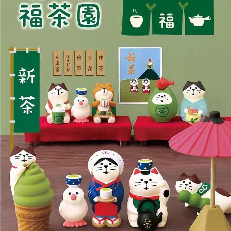 Japanese Style Lucky Cat Tea Garden Decor Resin Craft Home Desktop Ornament for Tea House