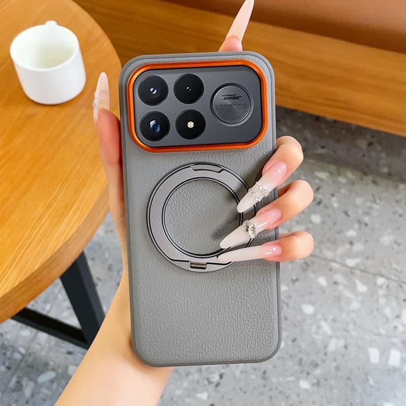 For Poco F9 Ultra Poco F9 Pro Case Skin-Friendly Luxury Matte Leather Magnetic 360 Rotating Holder Shockproof Cover Accessories