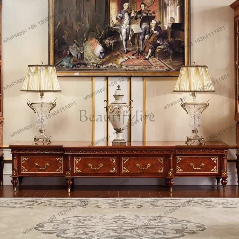 FG11TV Cabinet English Solid Wood Mahogany Neoclassical Single Door Wine Cabinet