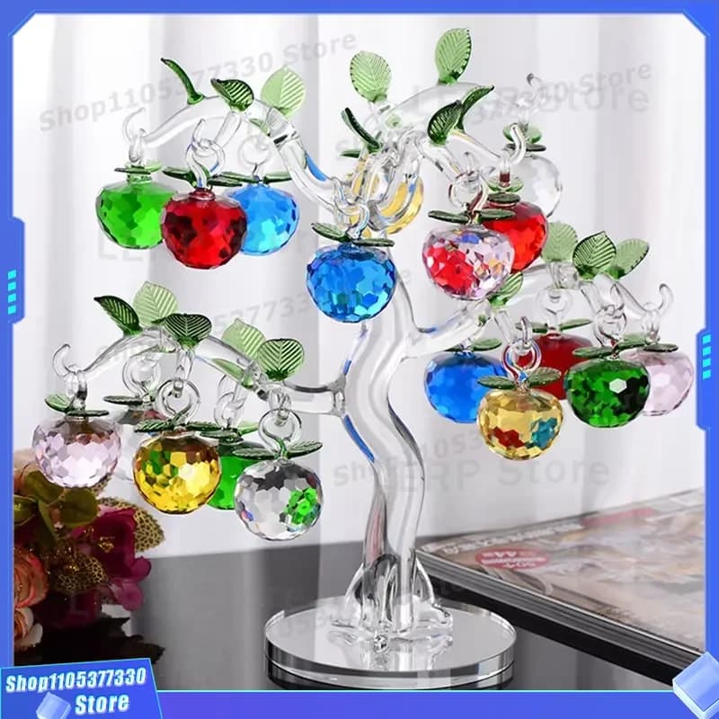 Personalized Crystal Apple Tree Wedding Favors Custom Logo Glass Fruit Ornament Home Decor Gift for Guests Bridal Shower