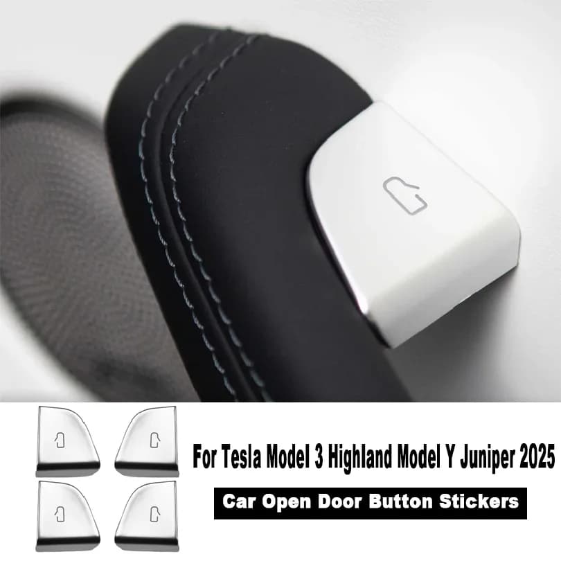 For Tesla Model 3 Highland Model Y Juniper/Launch 2025 Car Open Door Button Stickers 4X Handle Cover Interior Protection Trim