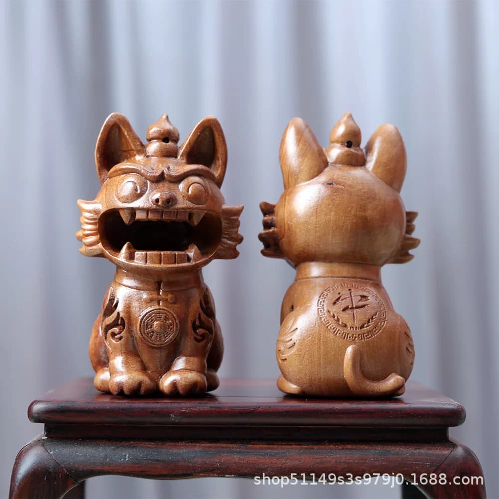 Natural Lightning‑Struck Jujube Wood Carved Wealth Wamao Figurine Wenwan Hand Piece Creative Home Office Wood Craft Ornament
