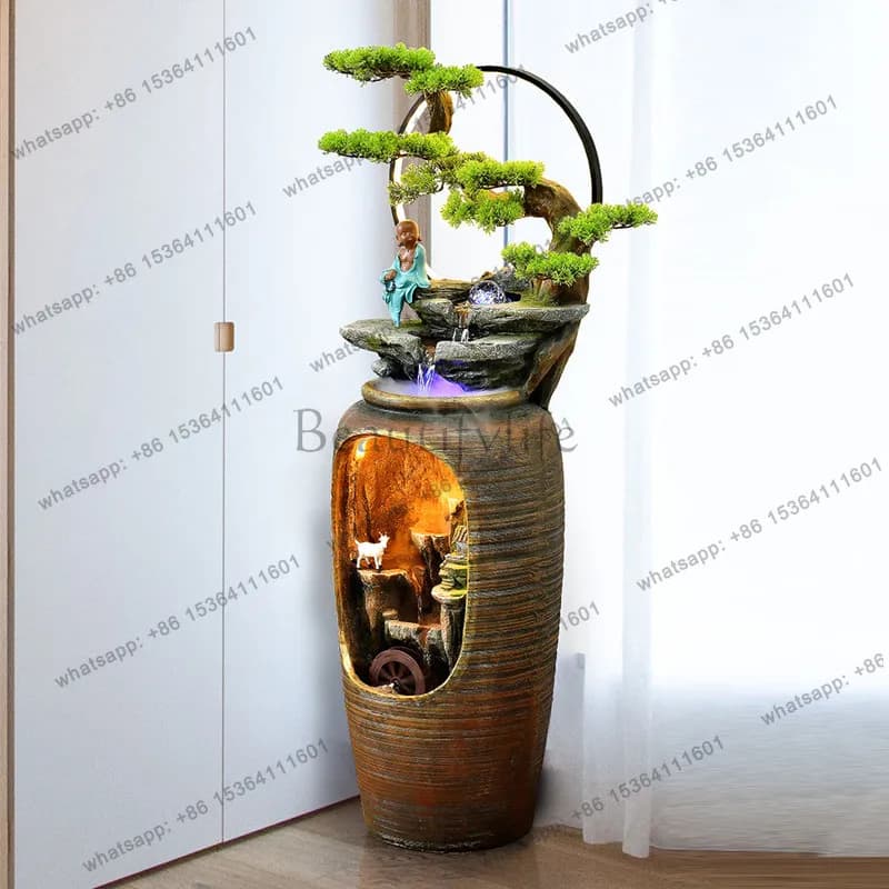 Chinese-style Zen feng shui wheel lucky landing living room ornament entrance decoration