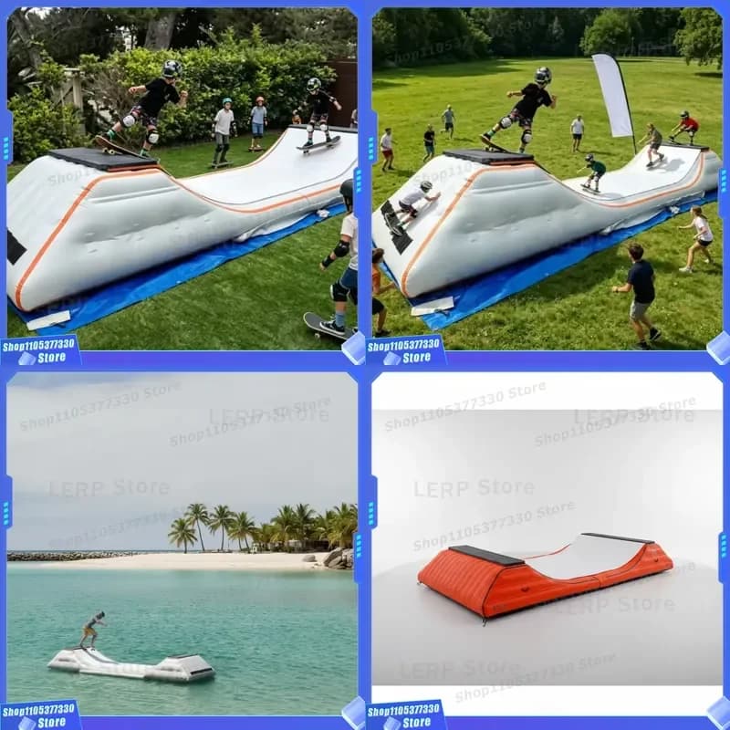 Popular New Design Airtight Inflatable Skate Ramp Sealed Air Skateboard Combo PVC Adjustable Skateboard Ramp