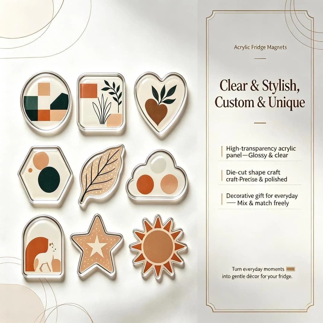 Custom Printed Acrylic Refrigerator Wholesale Promotional Fridge Magnets Custom Photo Postcard DIY Acrylic Fridge Magnet Set