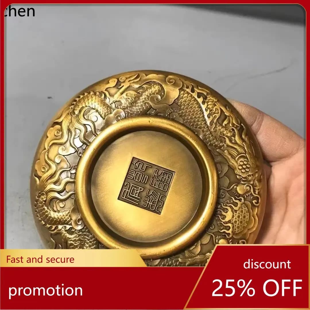 Cz retro copper plate ornaments dragon and phoenix plate xiangyun dragon qilin various plates and plates