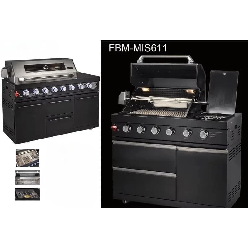 Custom Modern Outdoor Steel BBQ Grills with Side Burner for Family Gatherings And Camp Barbecues - Household Metal Machine