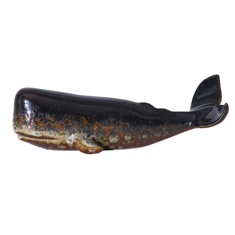 Ceramic Whale Sculpture Modern Craft Ceramic Decoration Desktop Decoration Simulation Whale Statue Decoration