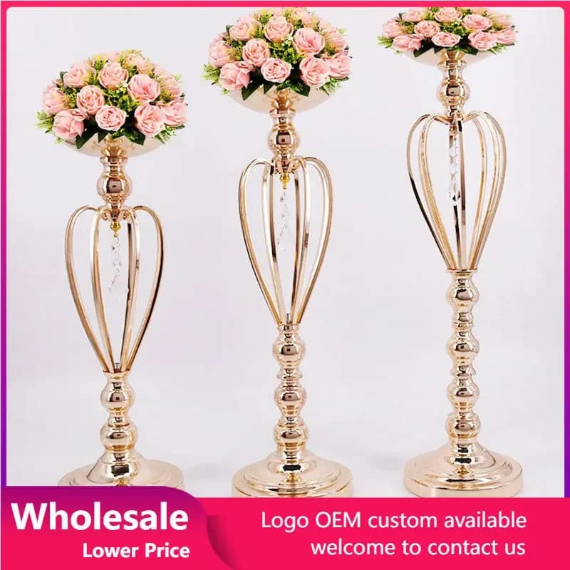 Metal Candle Holder Wedding  Props Table Centerpiece Crown Vases Decoration Candlestick Flower Stand Party Table Decor