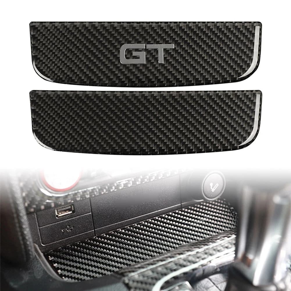 Carbon Fiber For Ford Mustang 2015-2023 GT Coaster Mat Pad Storage Box Center Console Anti-slip Car Tuning Interior Accessories