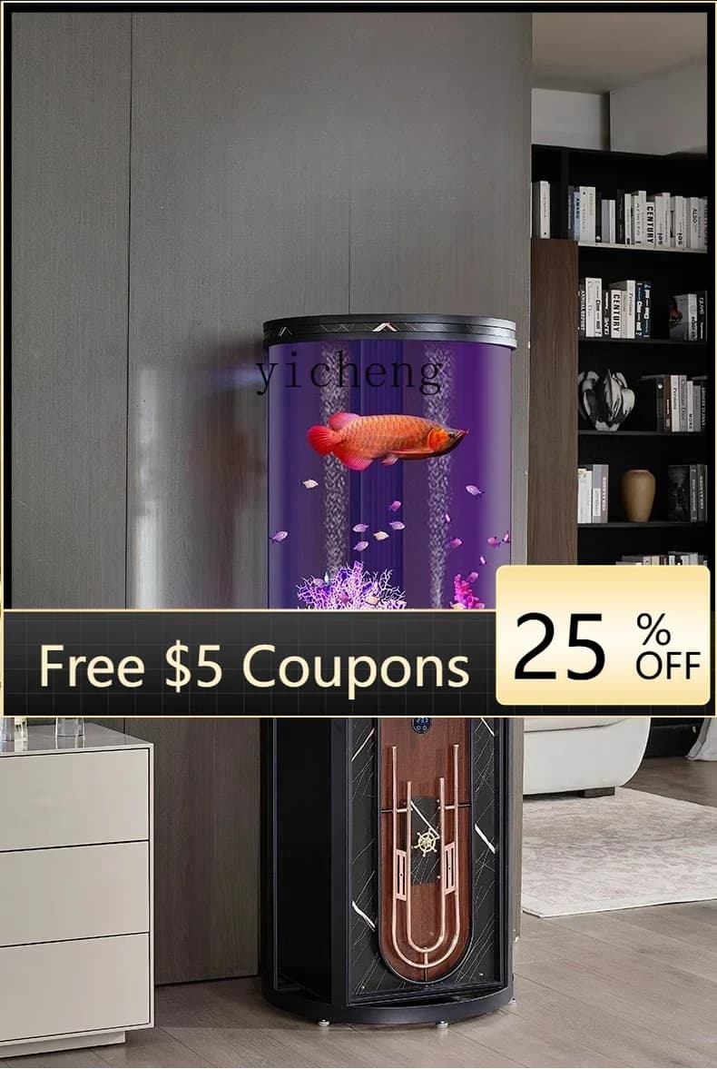 L7-ZYY cylindrical fish tank living room lazy aquarium household small acrylic tank ecological floor fish tank