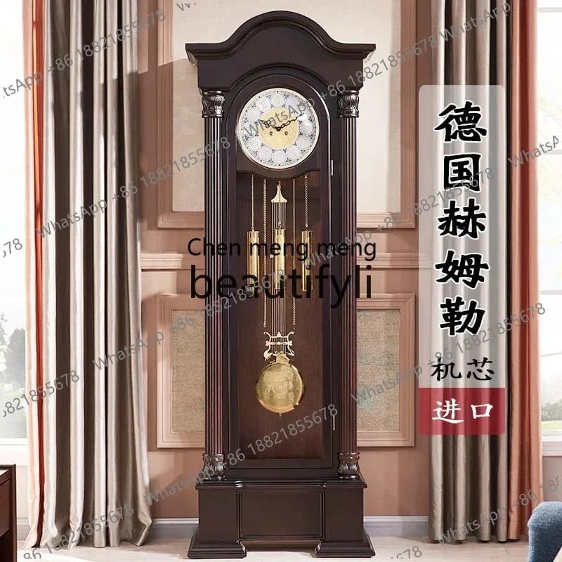 Helmler floor clock European mechanical solid wood Chinese retro vertical clock pendulum clock living room floor X