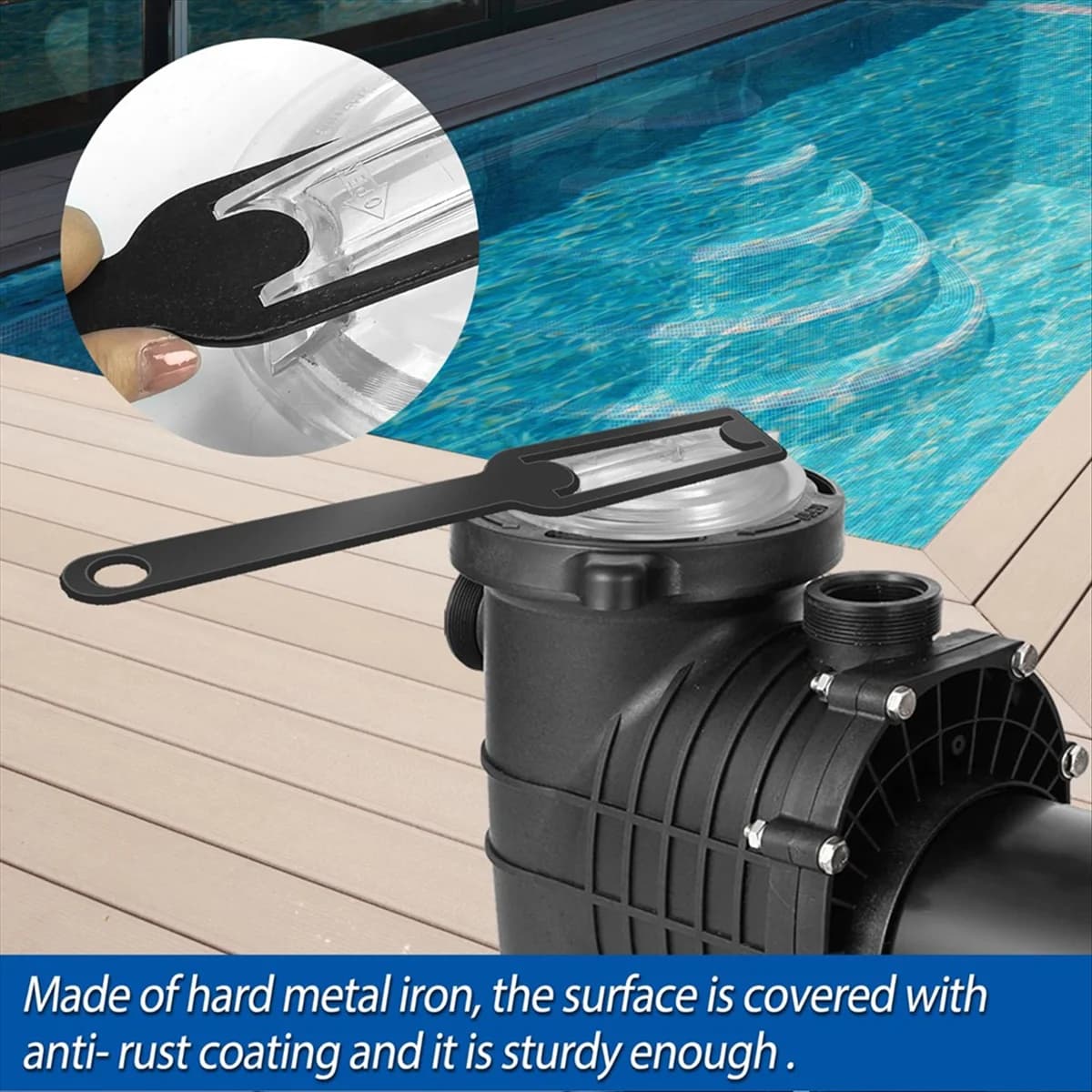 ‌Pool Pump Lid Removal Wrench - Heavy-Duty Strainer Cover Tool for Filter Equipment