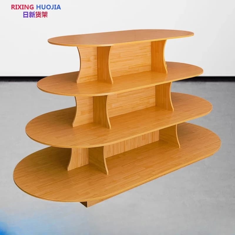 a1 Wooden Oval Shoe Store Display Rack Store Center Display Cabinet Red Wine Cup Gift Shelf