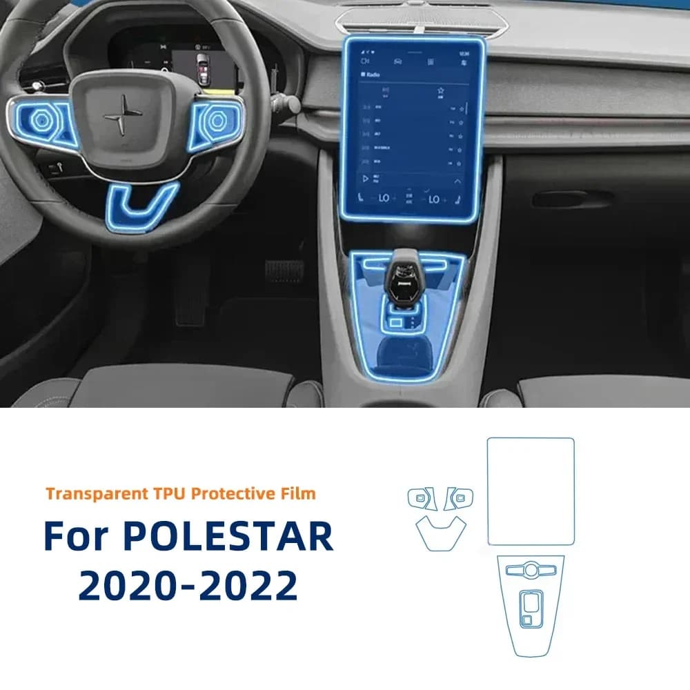For Polestar 2 2021-2023 Car Interior Center Console Navigation TPU Matte Transparent Protection Film Anti-scratch Accessories