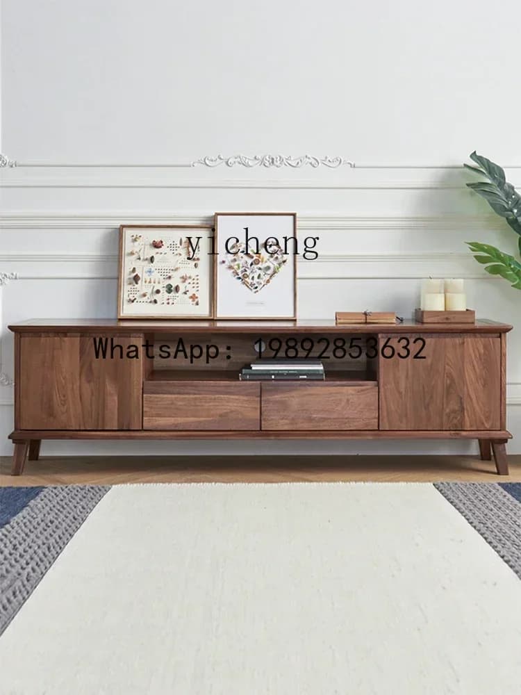 TV Cabinet Black Walnut Simple Living Room Solid Wood Bedroom New Chinese Style Furniture home accessories