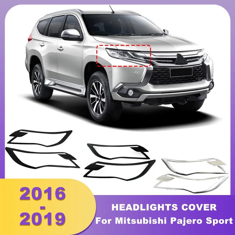 Car Front Bumper Headlights Cover Decorative Headlamp Covers Trim For Mitsubishi Pajero Sport 2016 2017 2018 2019