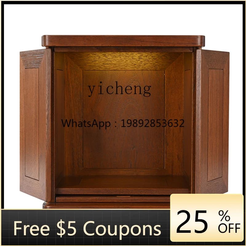 Modern Simple Home Solid Wood Guanyin God of Wealth Cabinet Shrine Wall-Mounted