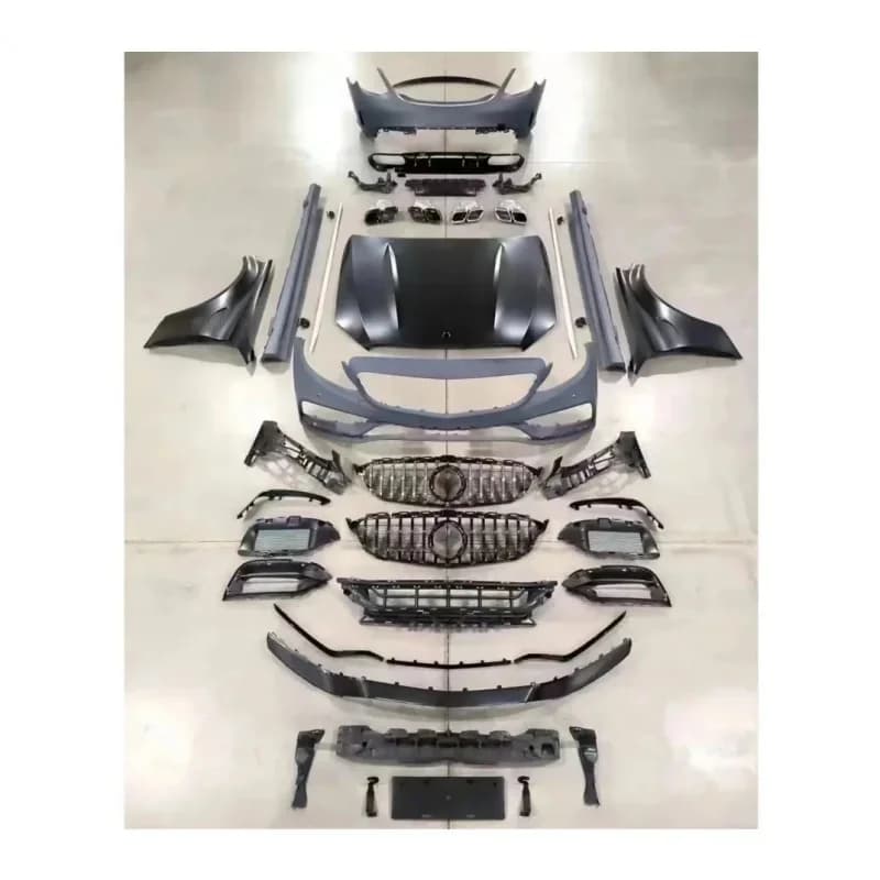 Premium Car Accsori Whole Set Body Kit Front Bumper Grille C Class W205 2015-2021 To C63 Side Skirt Rear Diffuser