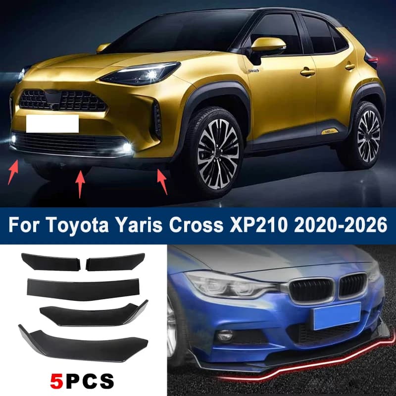 Adjustable 5Pcs Sectional Front Spoiler Lip For Toyota Yaris Cross XP210 2020-2026 Front Bumper Splitter Sport Body Kit
