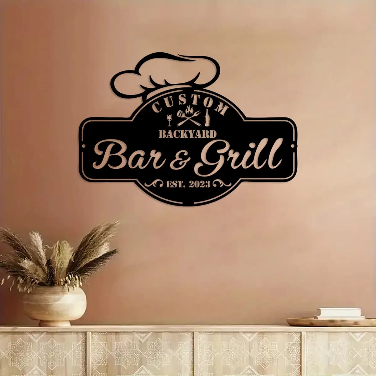 Custom Backyard BBQ Metal Wall Art ,Personalized Bbq Metal Wall Art,Bbq Sign,Family Name Sign,BBQ decor,Bbq Name Sign