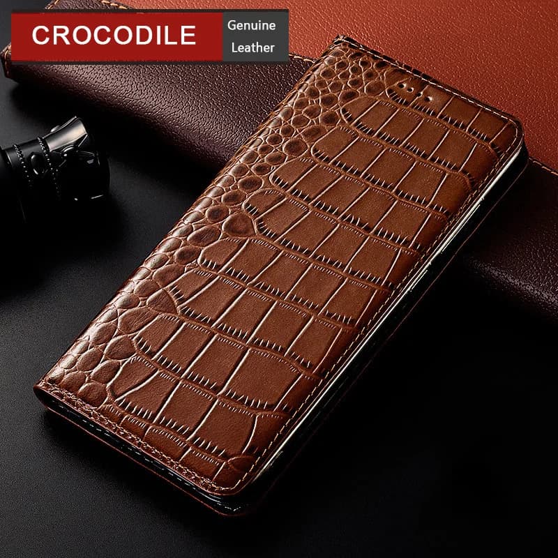 Crocodile Genuine Leather Case For iPhone 14 13 12 11 Pro Max 12 13 Mini 6 6s 7 8 Plus X XR XS Max Luxury Flip Cover 5S SE Cases