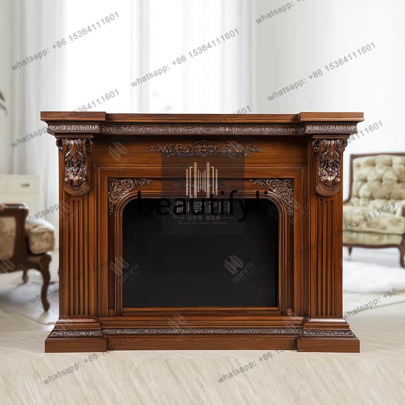 American solid wood fireplace rack European retro fireplace cabinet decorative cabinet living room display cabinet