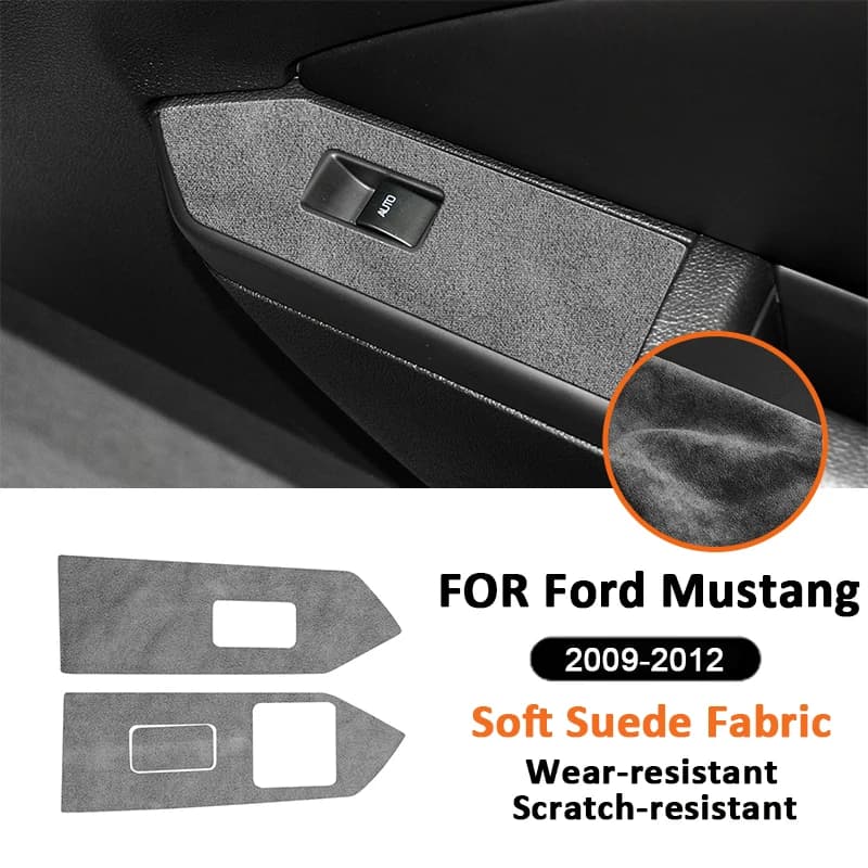 For Ford Mustang 2009-2012 Soft Suede Fabic Car Power Window Lifter Control Switch Panel Trim Cover Interior Decoration Sticker