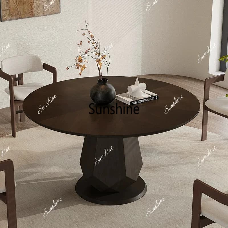 Household premium Italian minimalist modern dining table with turntable