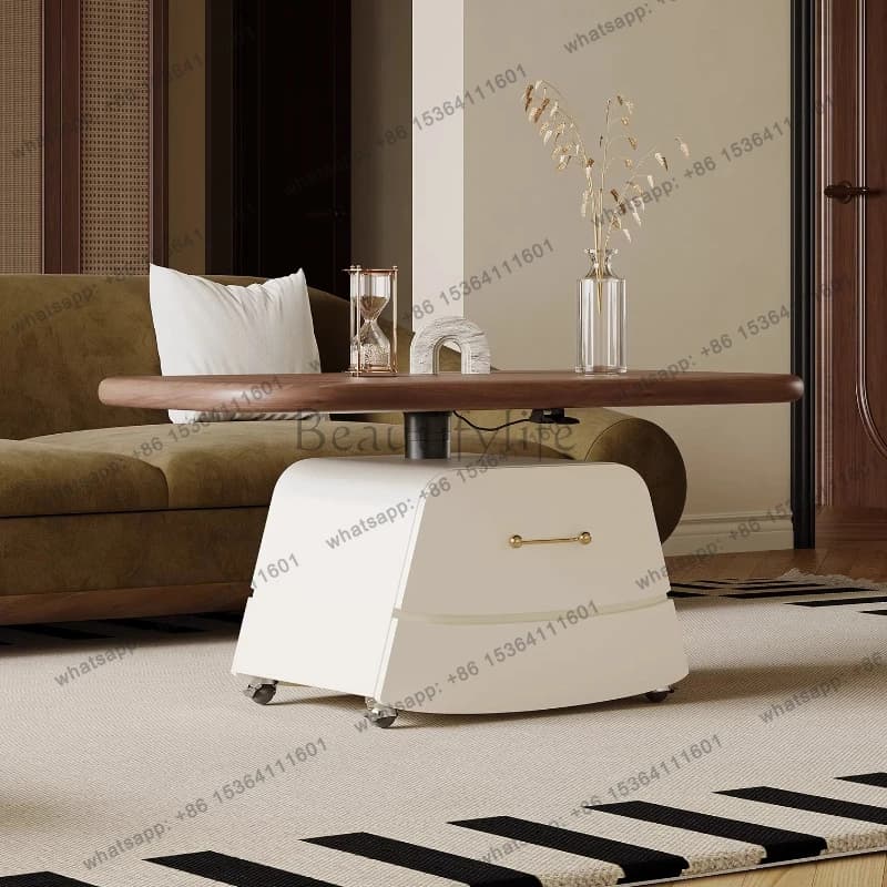 French liftable small apartment coffee table dining table integrated dual-purpose multi-functional coffee table