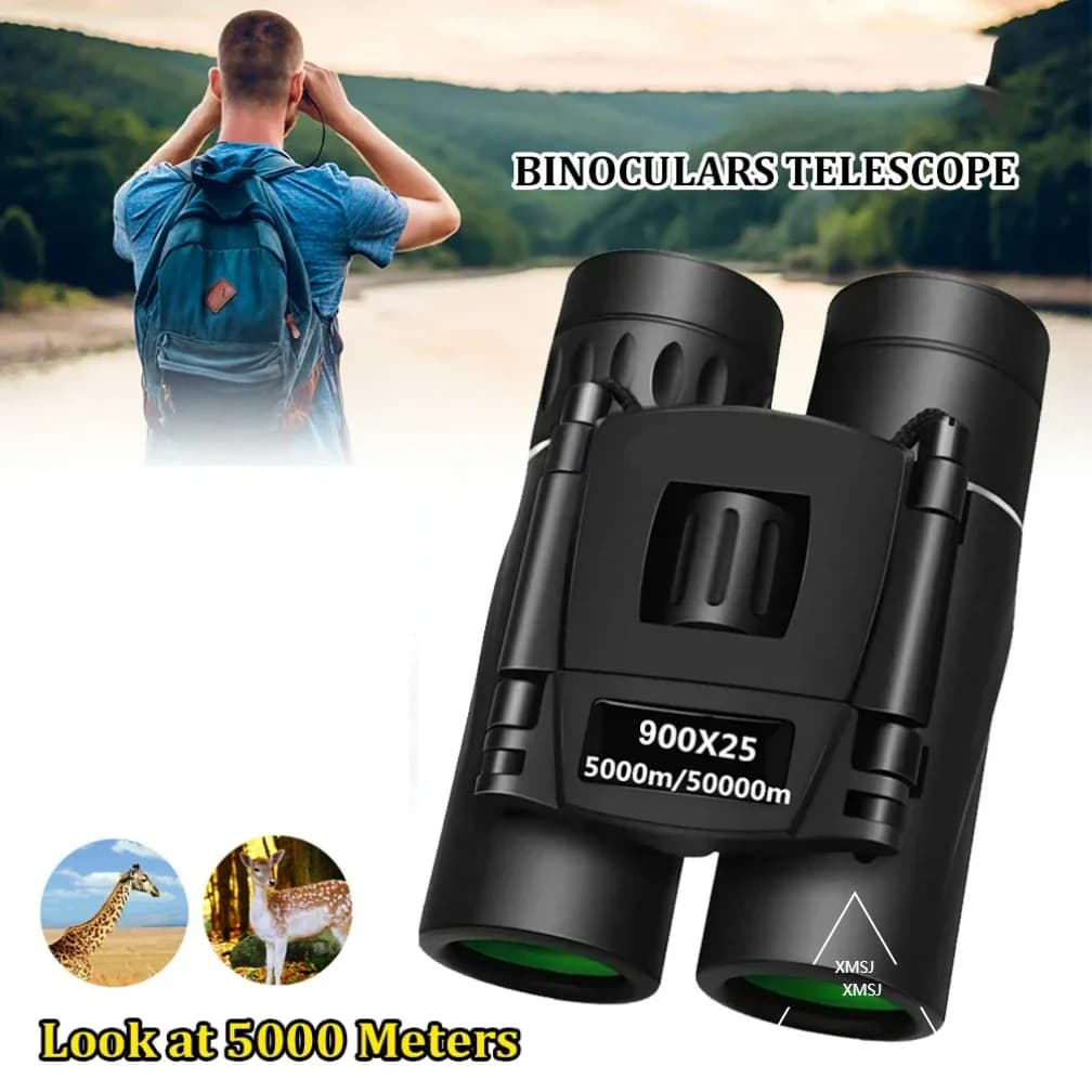 900/1000x25 HD Powerful Binoculars 9000M Long Range Folding Mini Telescope FMC Optics For Hunting Sports Outdoor Camping Travel