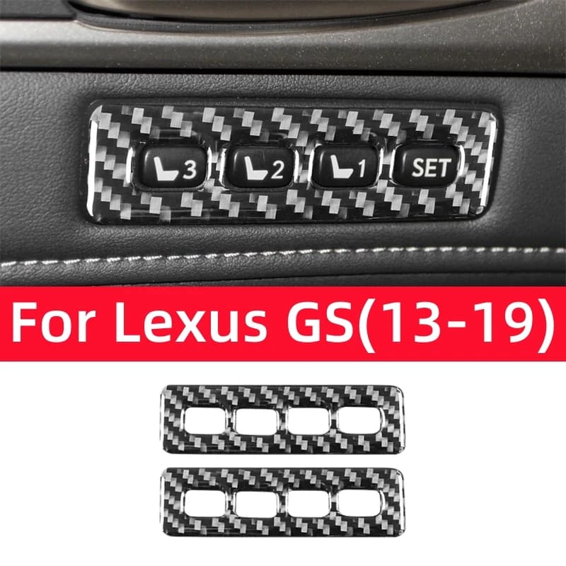 For Lexus GS 2013-2019 Interior Accessories Carbon Fiber Car Seat Memory Control Button Decoration Frame Trim Cover Stickers
