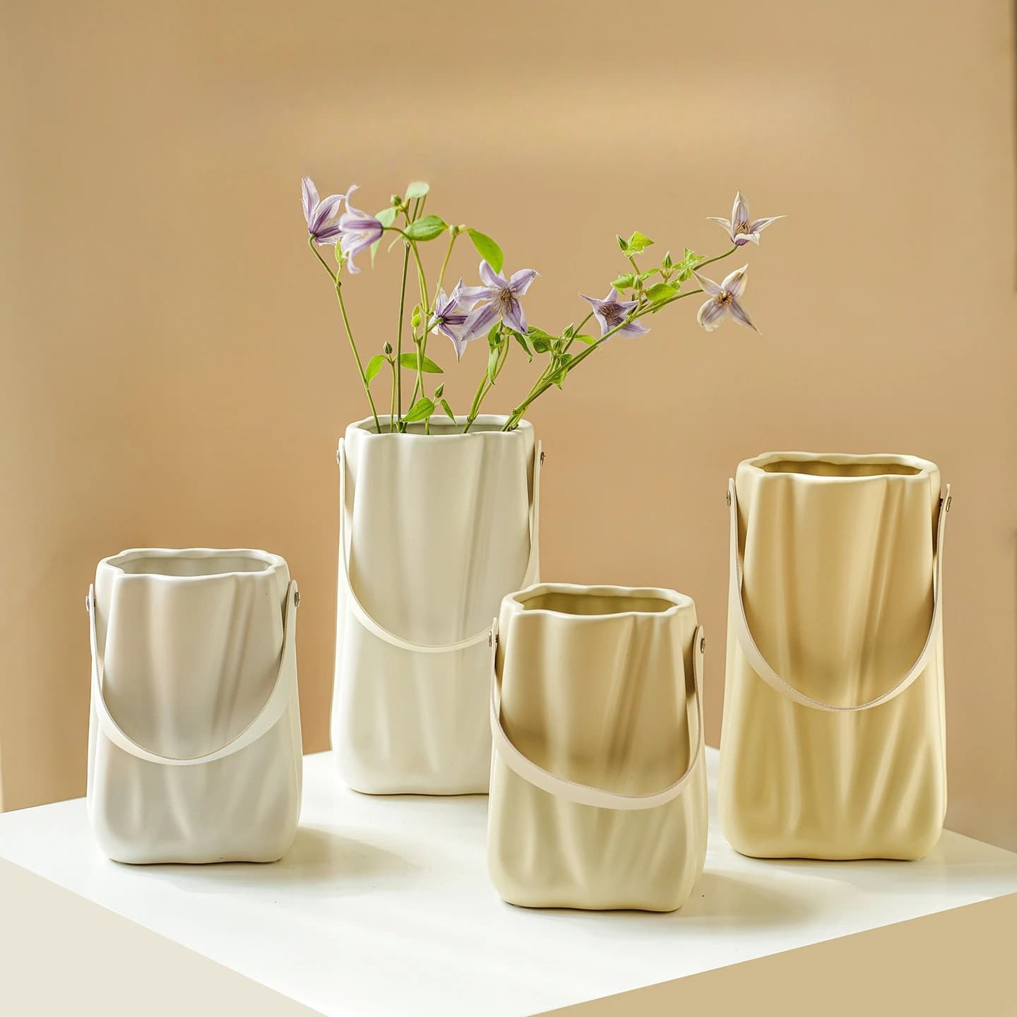 Handbag ceramic hydroponic vase ornament water raised flowers household table decoration