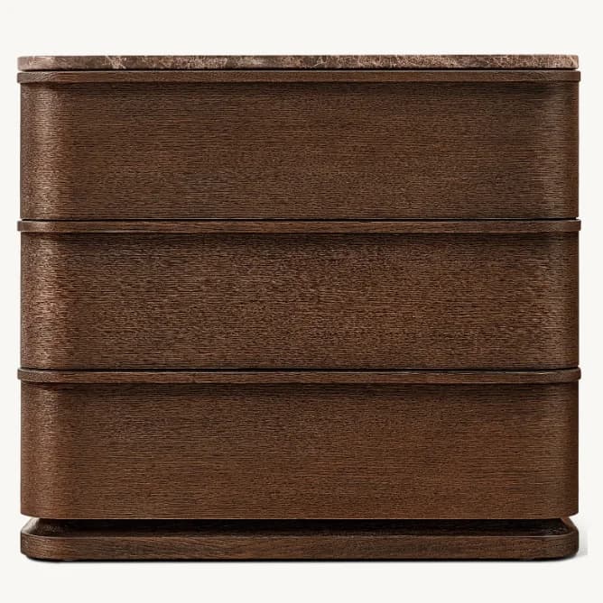 Luxury Marble Top Three Drawers Bedside Table Bedroom Furniture Solid Wood Closed Stone Top Nightstands