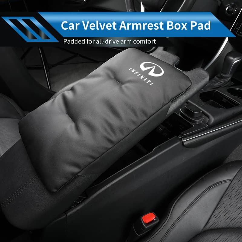 Car Velvet Armrest Box Cushion Center Console Pad Accessories For Infiniti Q50 FX35 Q30 G37 Q70 QX70 G35 Q60 QX50 QX60 QX80