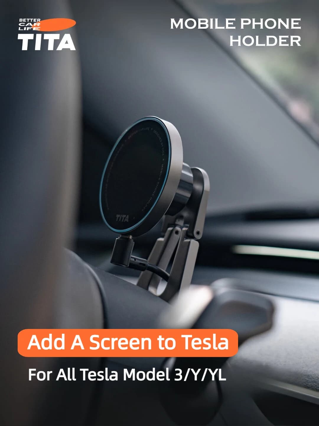 TITA 2026 Bend Pro Phone Holder for Tesla Model3 Highland Y Juniper,645° Flexible Adjustment,Magsafe Magnetic Wireless Charging