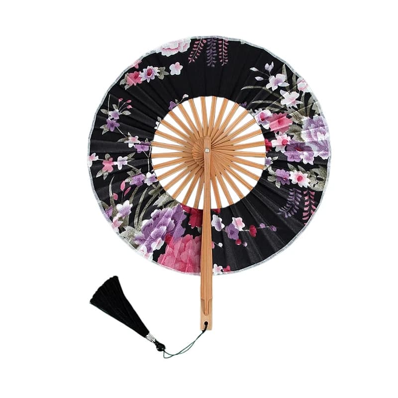 Round Ancient Style Folding Fan Portable Small Fan Women's Dance Fan Summer Gift Folding Fan Children's Japanese Windmill Fan