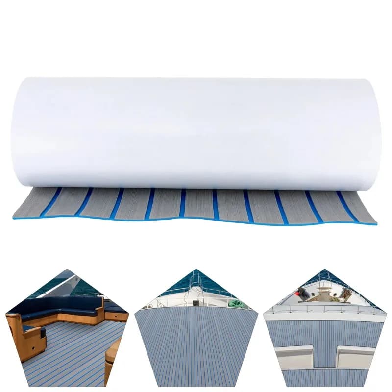 for RV Yacht 95 x 24inchBoat Flooring EVA Foam Decking Sheet Faux Teak Marine Mat Non-Slip Self-Adhesive Flooring Material