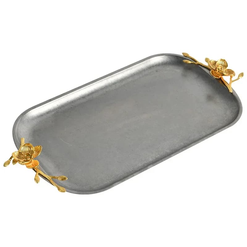 Tea tray, living room, household high-end rectangular tray, water cup, tea cup storage, light luxury stainless steel fruit snack