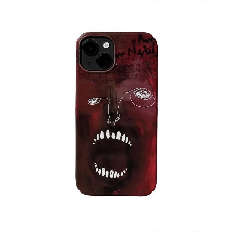 Wine Red Moaning Expression Phone Case for IPHONE 17 Air 16E 15 PROMAX 14 Plus 13 12 MINI 11 PRO 16Plus XR Acrylic Phone Cover