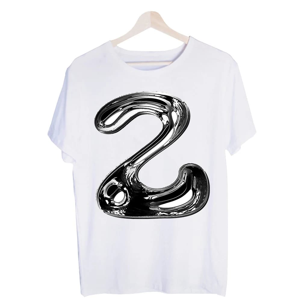 Men's Abstract Number 2 Graphic Tee, Short Sleeve Crew Neck T-Shirt for Casual Streetwear and Daily Outfits