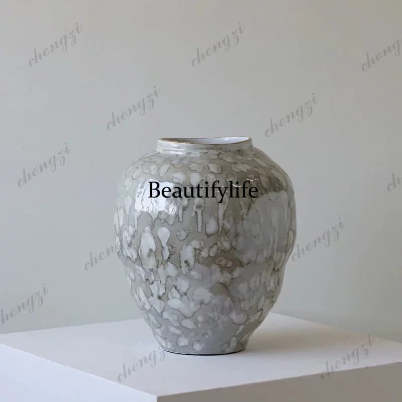 A95 Jingdezhen ceramic vase Chinese-style ornament living room flower arrangement floor entrance decorative pottery pot