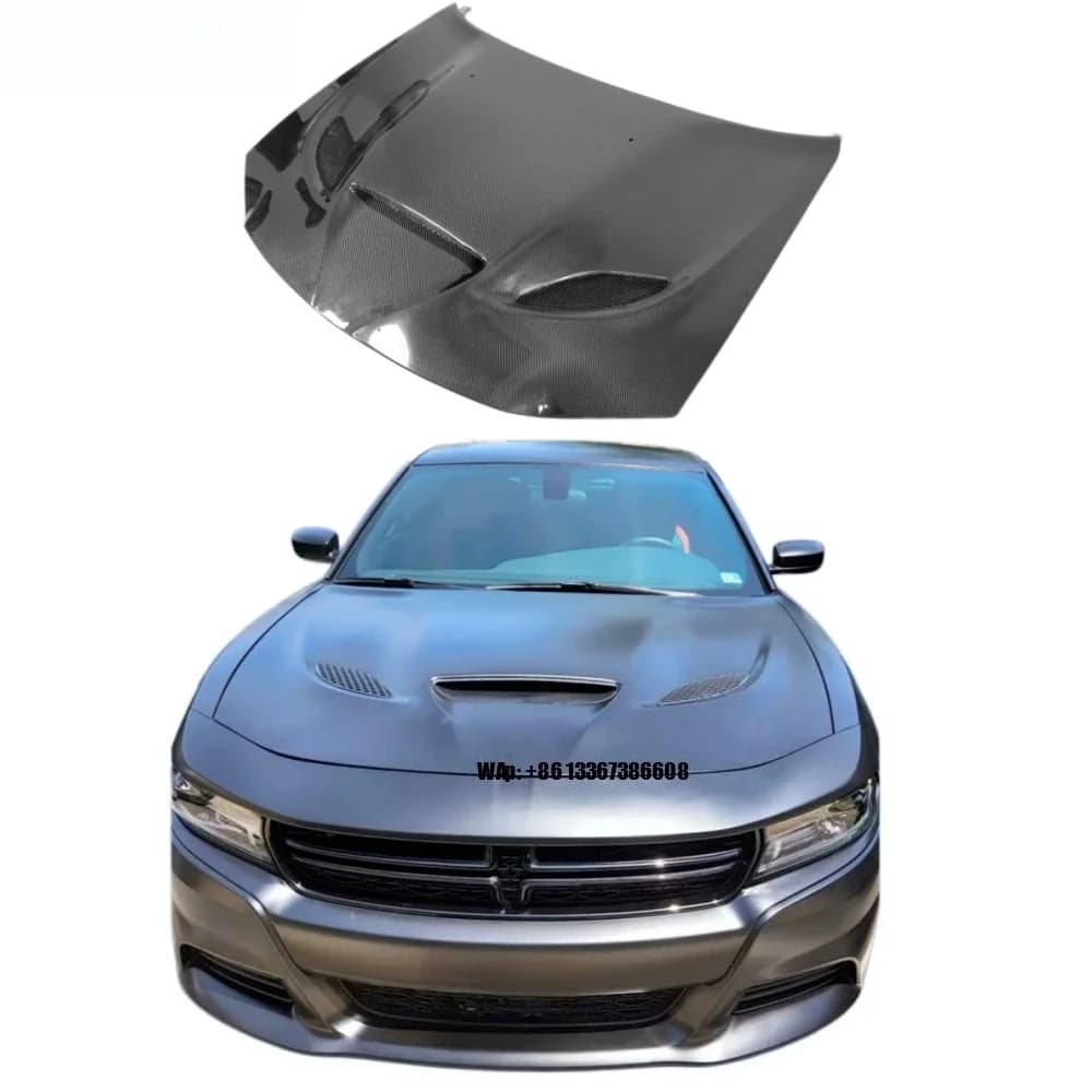 New High Quality 3-Hole Wet Carbon Fiber Hood with Bolts for Charger Bolt-On Modified Upgrade