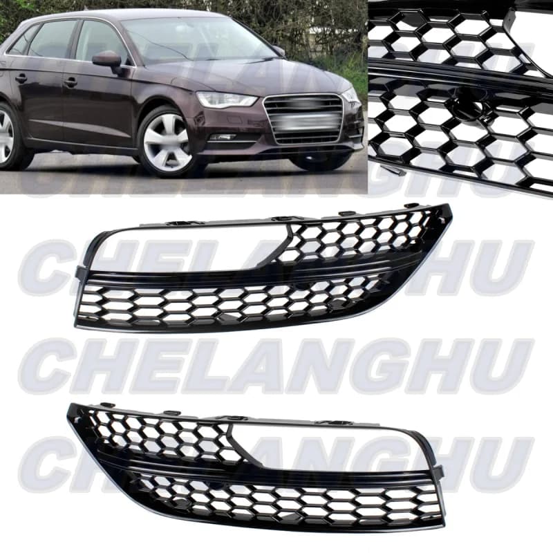 For Audi A3 Hatchback 2013 2014 2015 2016 2017 2pcs Left + Right Front Fog Lights Lamp Grille Cover Car accessories