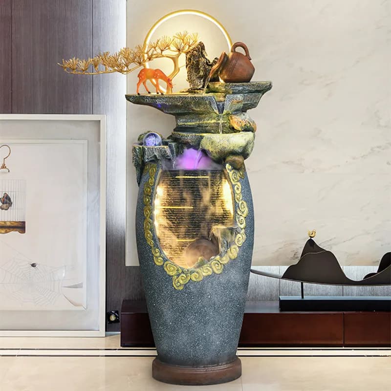 Yjq new Chinese rockery flowing water floor fountain opening gift balcony courtyard garden living room lucky ornament